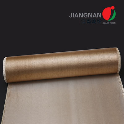 Tan Colored Satin Caramelized Fiberglass Fabric Cloth 0.8mm Thickness